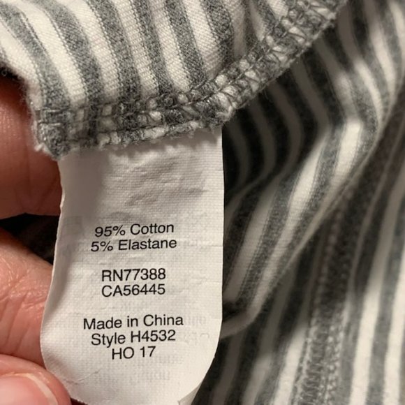 J.Crew Gray White Navy Trim Long Sleeve T Shirt XS - Picture 9 of 9